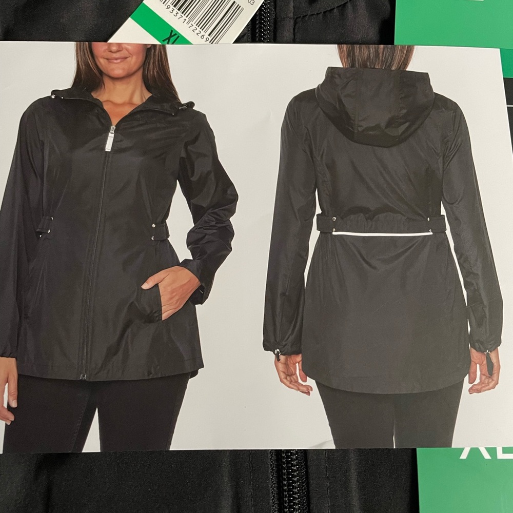 Jones New York parka in a pocket all weather jacket bag wind rain resistant